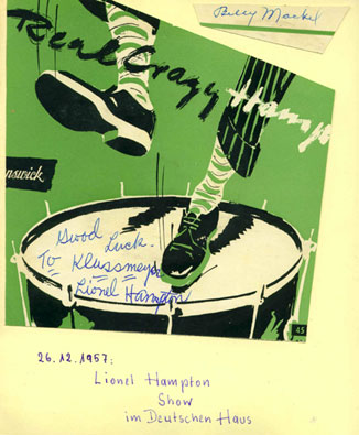 Linel Hampton Autogramm auf der Eintrittskarte